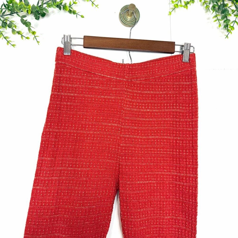Zara Orange Textured Knit Flare Pants - Picture 7 of 15